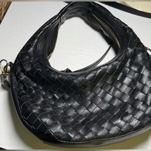 Elegant Black Woven Hobo Bag